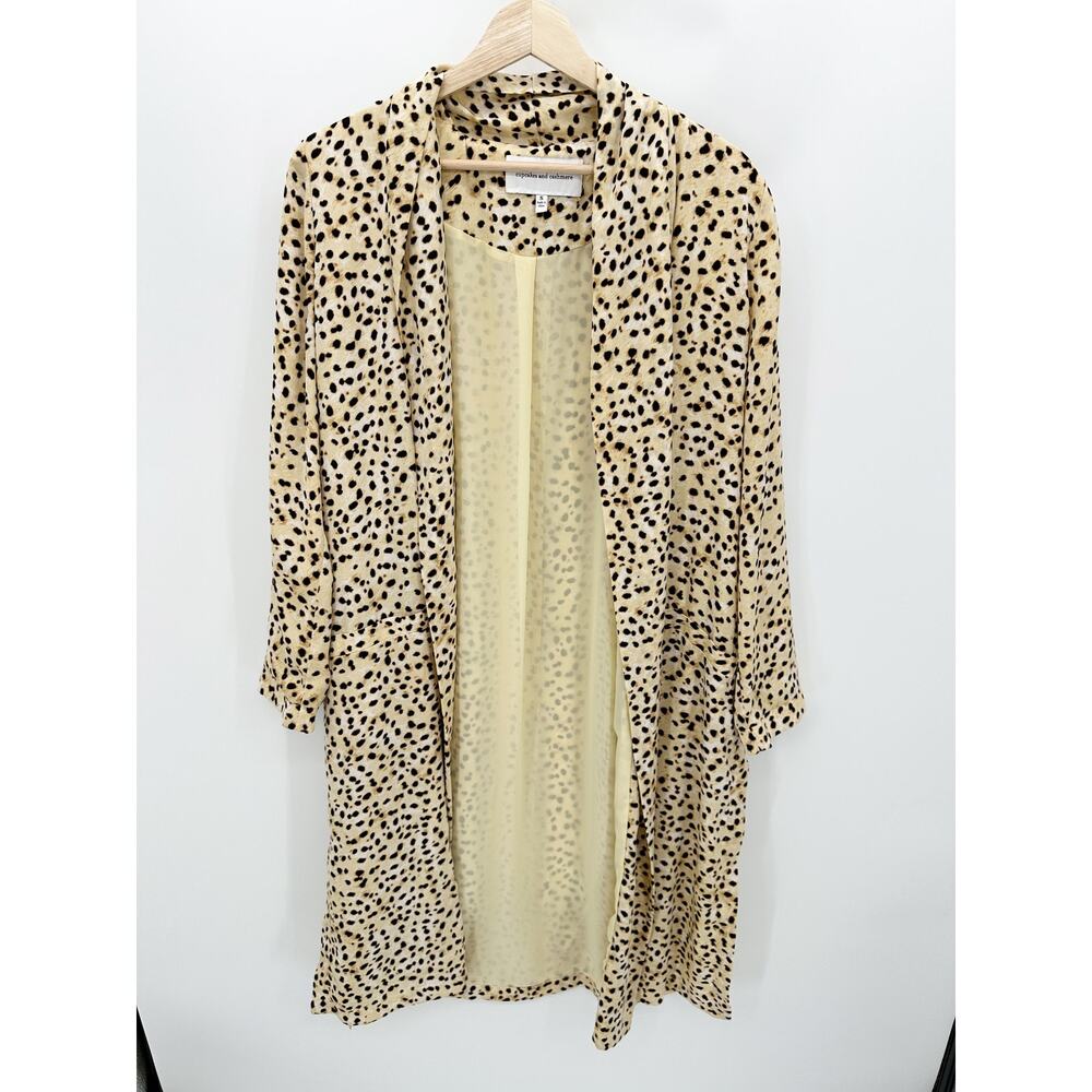 Cupcakes And Cashmere Womens Cheetah Print Long‎ Duster Cardigan Size S Artsy